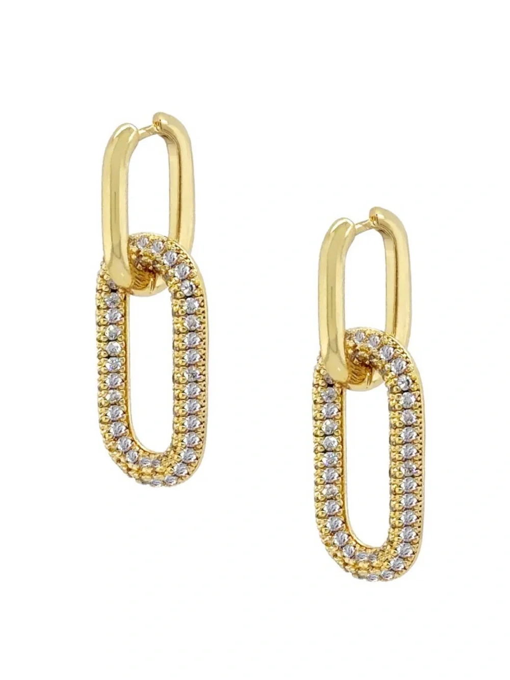NWOT Jennifer Miller white gold plated detachable drop link earrings pouch/box